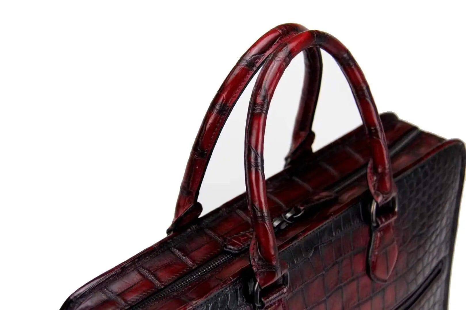 Retro crocodile Leather Crossbody Laptop Business Bag