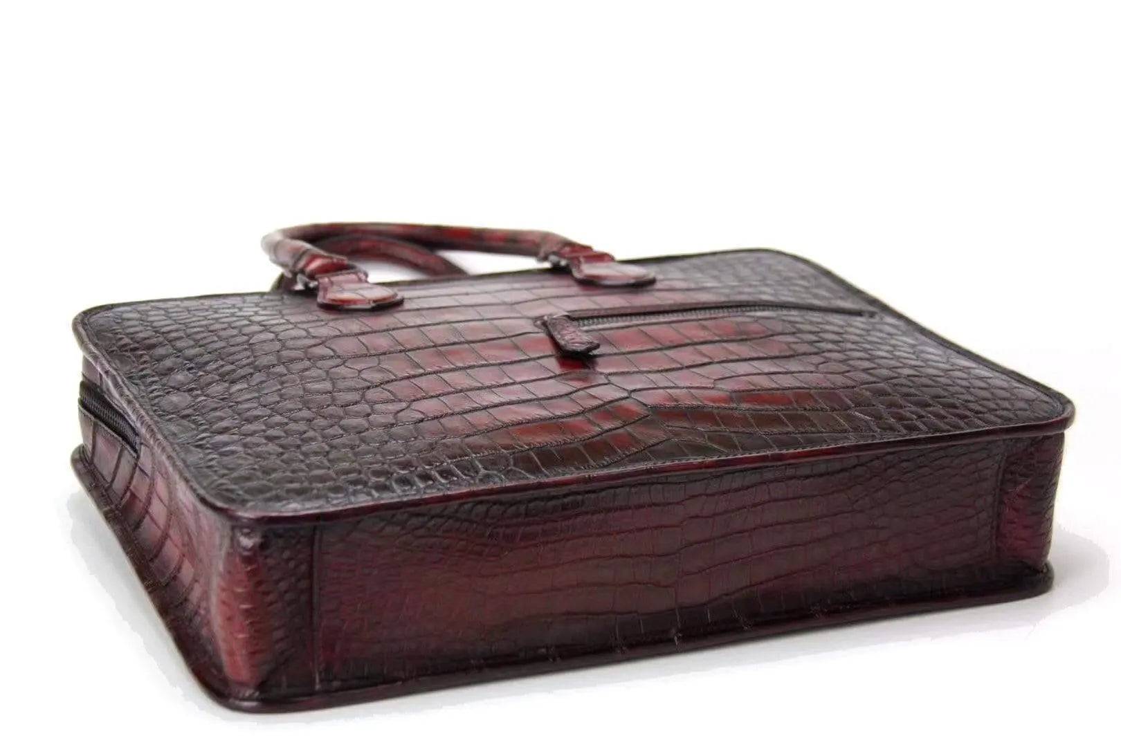 Retro crocodile Leather Crossbody Laptop Business Bag