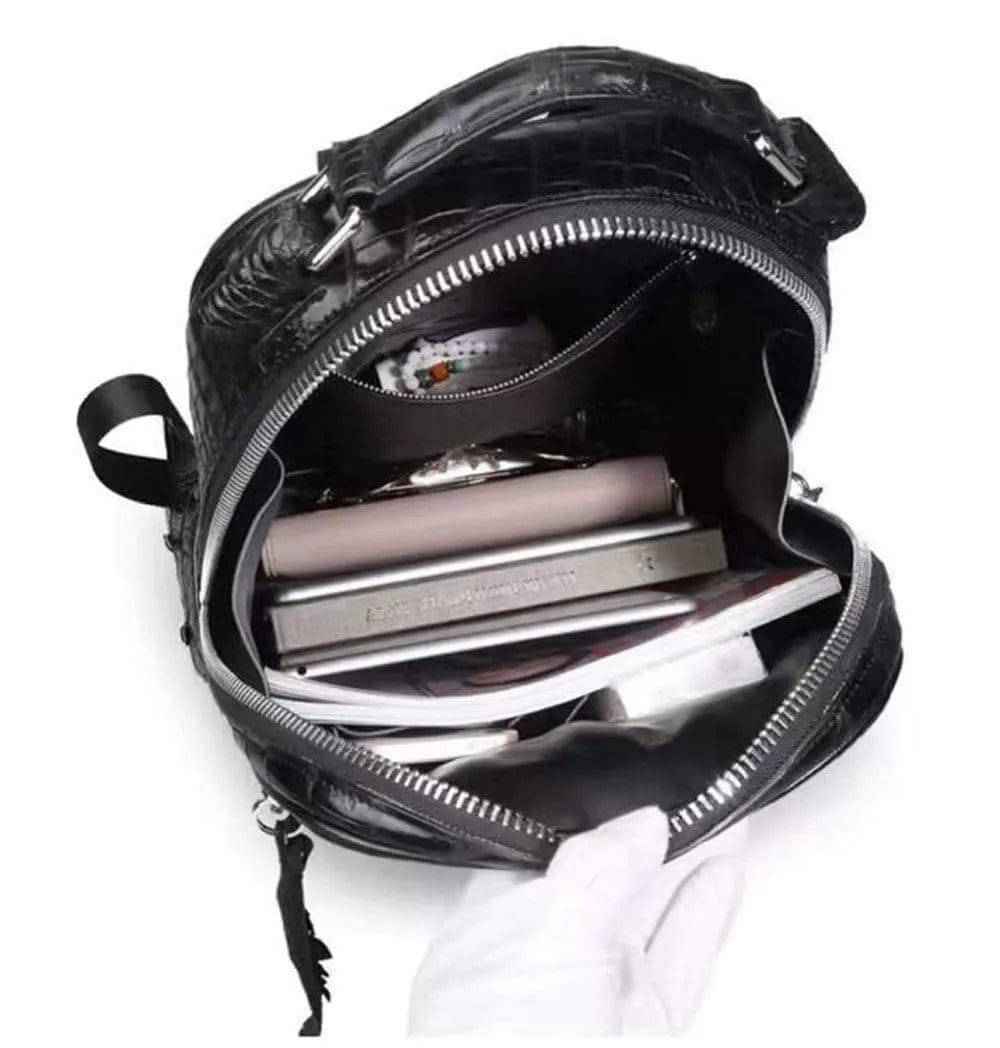 Rossie Viren Crocodile Skin Leather Backpack