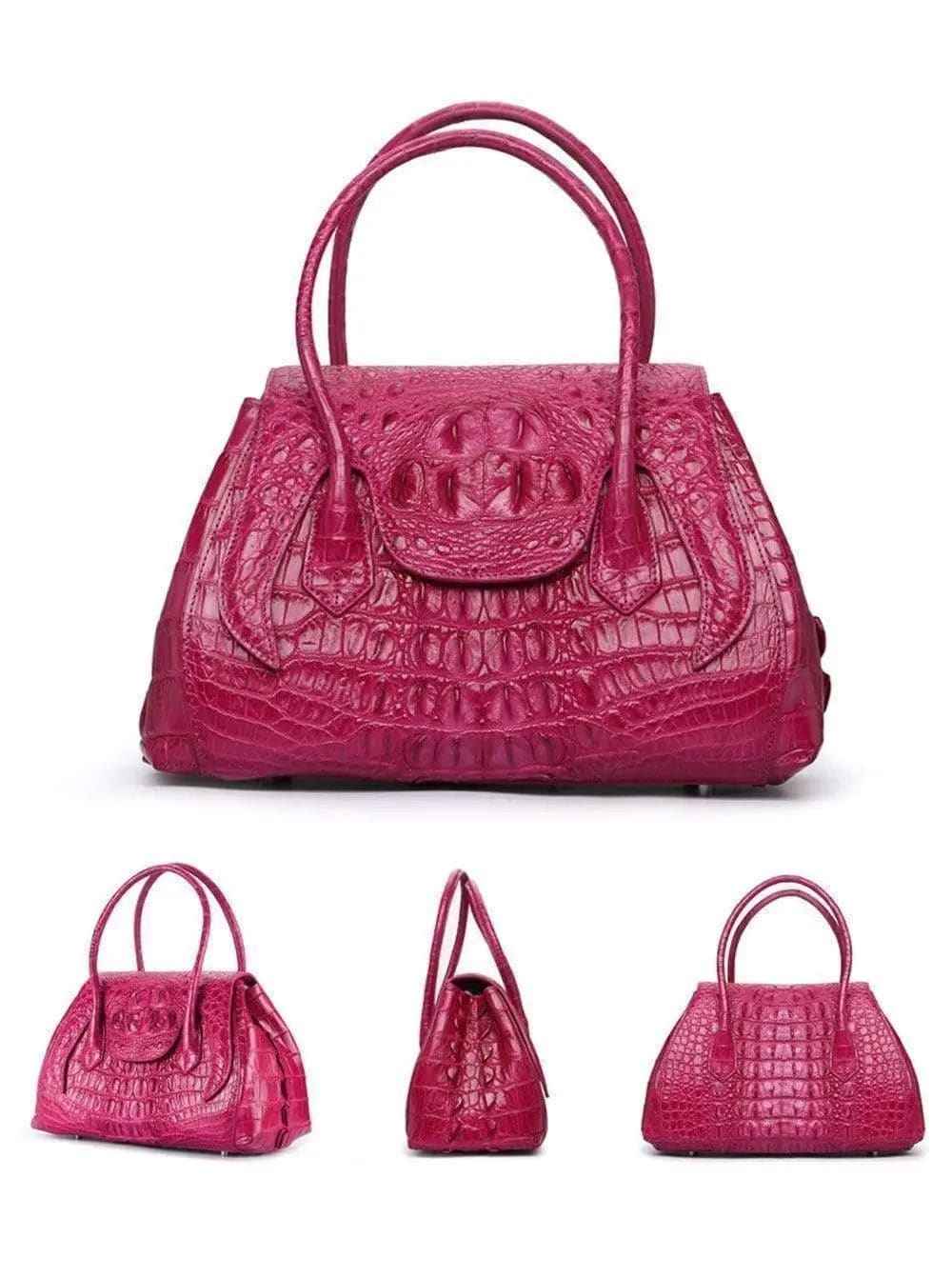 Rossie Viren Exotic Crocodile Leather Top Handle Satchel Shoulder  Bag For Women