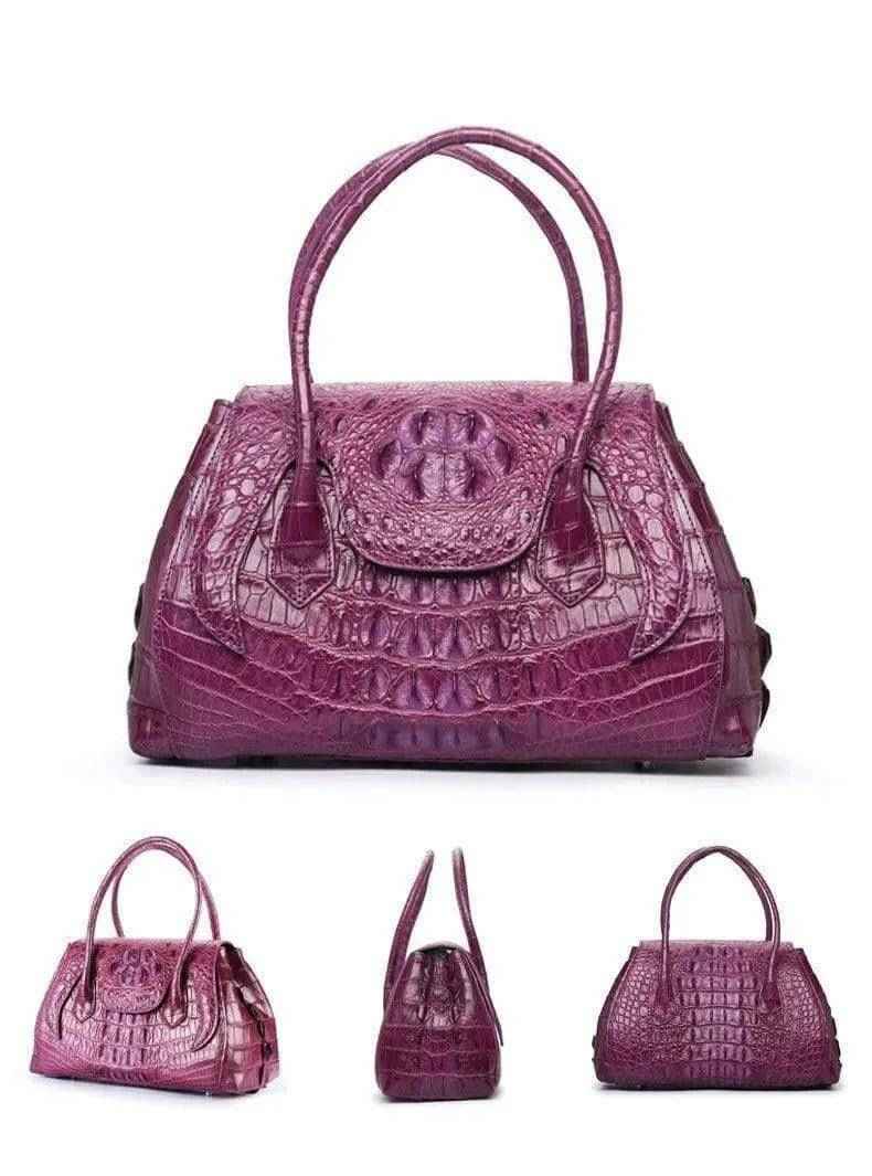 Rossie Viren Exotic Crocodile Leather Top Handle Satchel Shoulder  Bag For Women