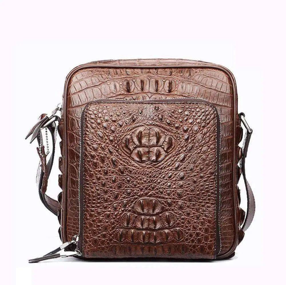 Rossie Viren Men's Crocodile Leather Single Shoulder Bag Cross Body Handbags