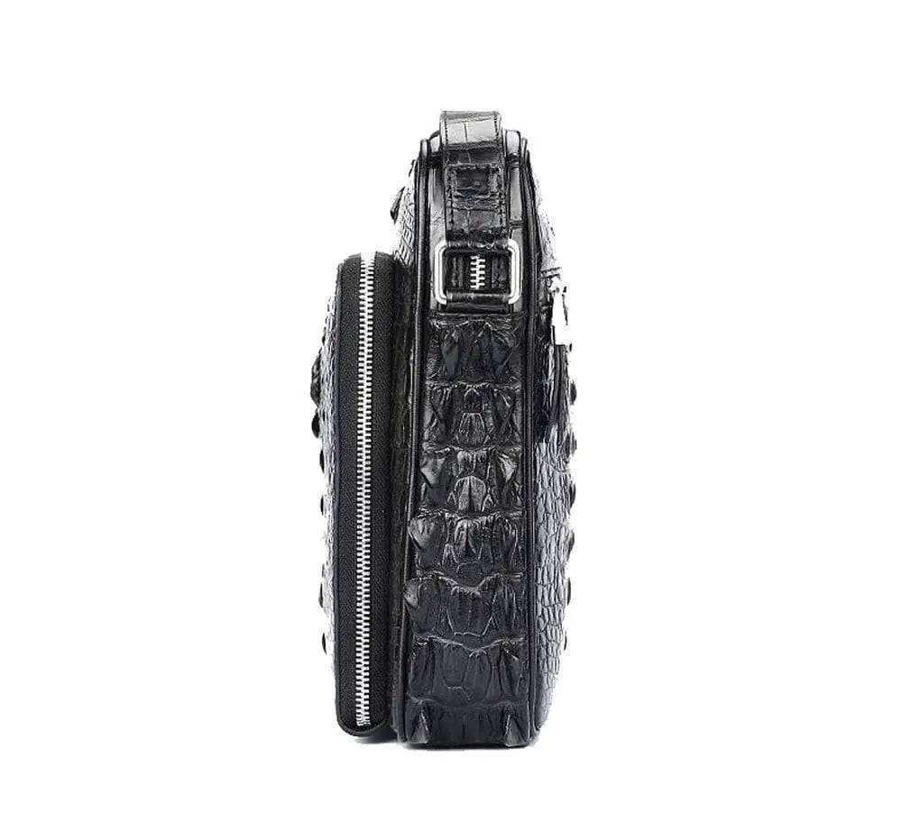Rossie Viren Men's Crocodile Leather Single Shoulder Bag Cross Body Handbags