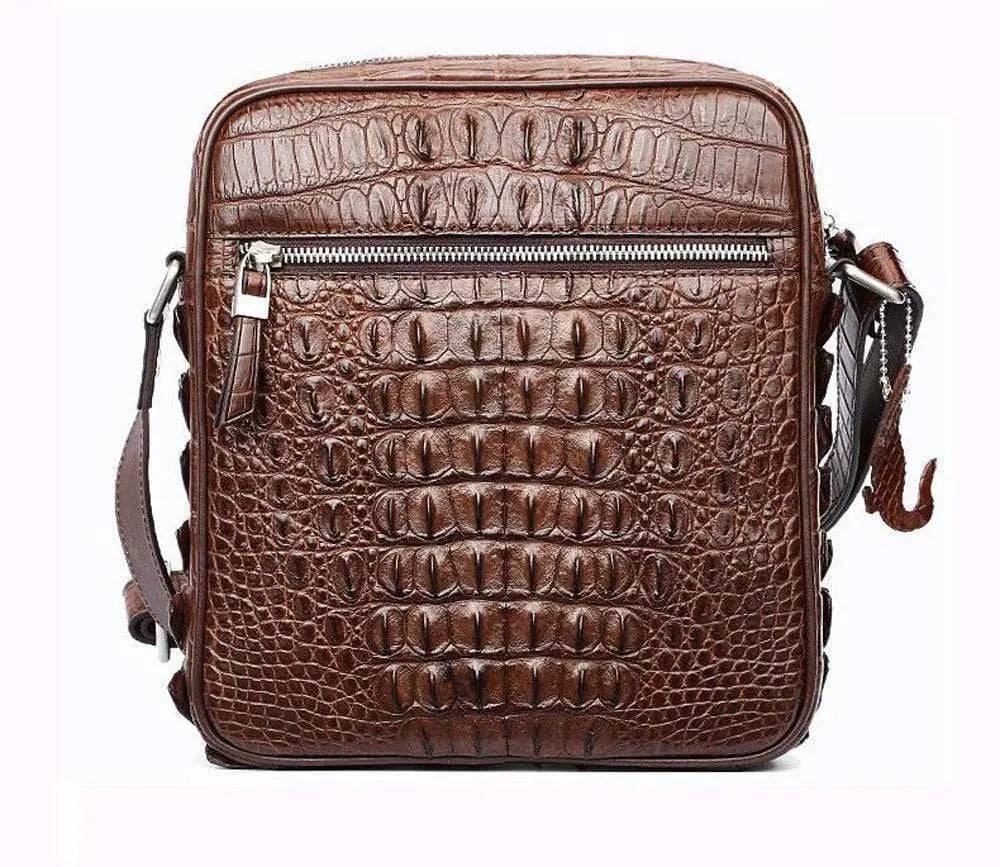 Rossie Viren Men's Crocodile Leather Single Shoulder Bag Cross Body Handbags