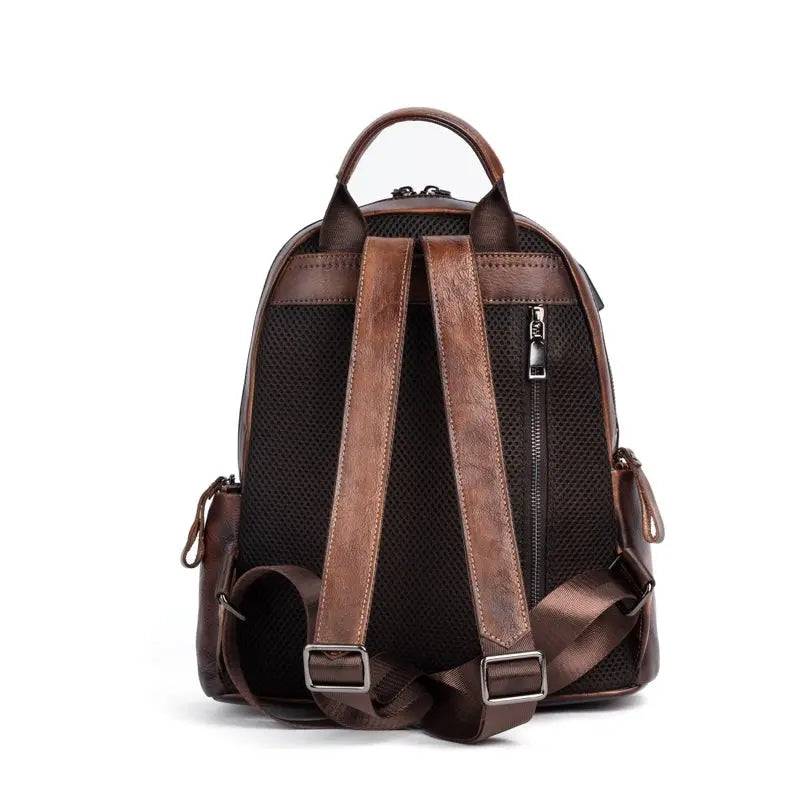 Rossie Viren Women's Retro Genuine Leather Large Backpack, Leather Rucksack, Leather Knapsack ,Office Bag,Travel Backpack