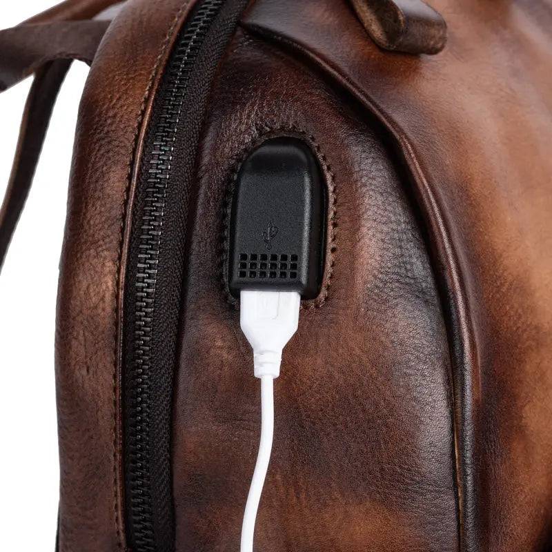 Rossie Viren Women's Retro Genuine Leather Large Backpack, Leather Rucksack, Leather Knapsack ,Office Bag,Travel Backpack