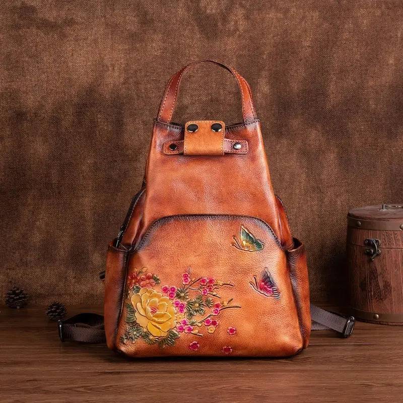 Rossie Viren Women's Vintage Leather Backpack, Leather Rucksack, Womens Backpack, Gift for her
