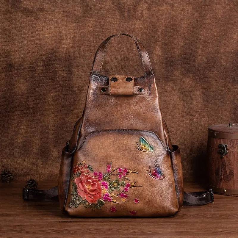 Rossie Viren Women's Vintage Leather Backpack, Leather Rucksack, Womens Backpack, Gift for her