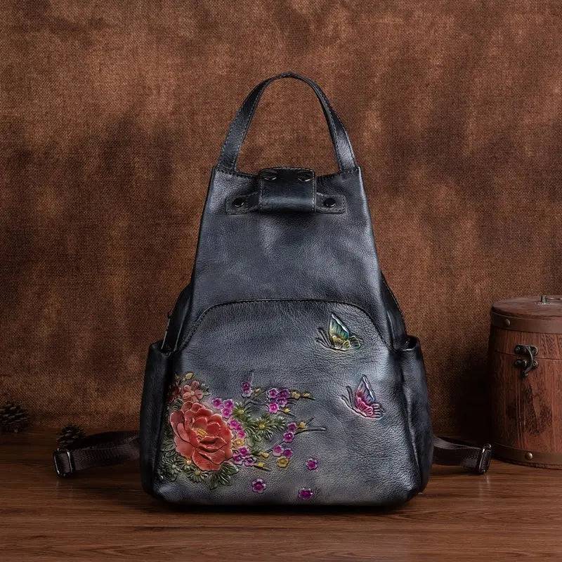 Rossie Viren Women's Vintage Leather Backpack, Leather Rucksack, Womens Backpack, Gift for her