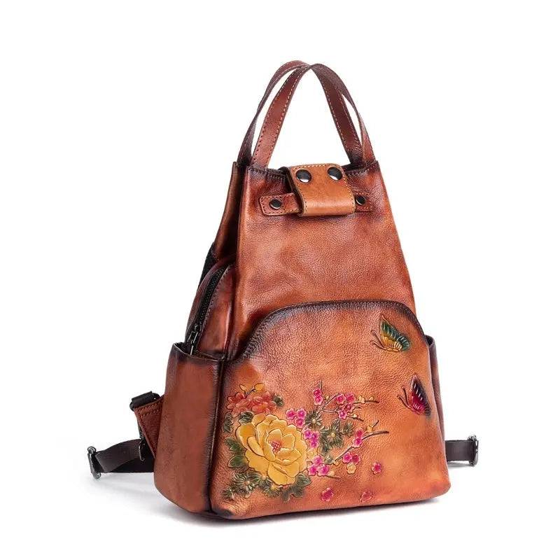 Rossie Viren Women's Vintage Leather Backpack, Leather Rucksack, Womens Backpack, Gift for her