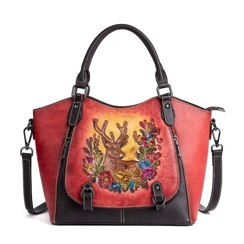 Rossie Viren Women's Women’s Genuine Leather Handbag Shoulder Bags Work Tote Bag Top Handle Bag Ladies Purses Satchel