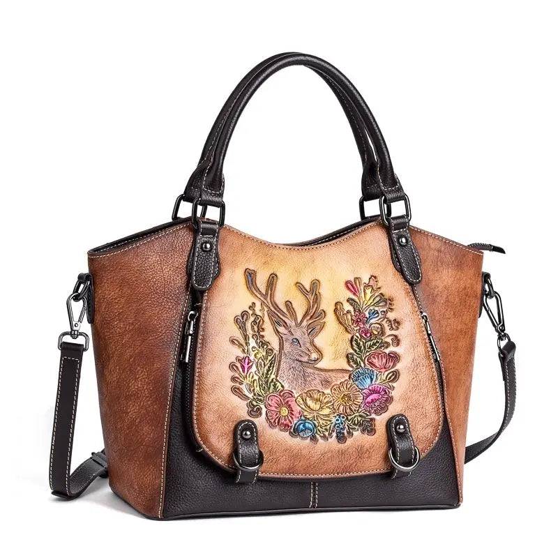 Rossie Viren Women's Women’s Genuine Leather Handbag Shoulder Bags Work Tote Bag Top Handle Bag Ladies Purses Satchel
