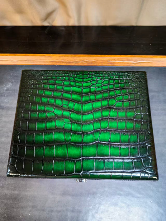 Vintage Genuine Crocodile Skin Leather 8-pcs In Watch Case