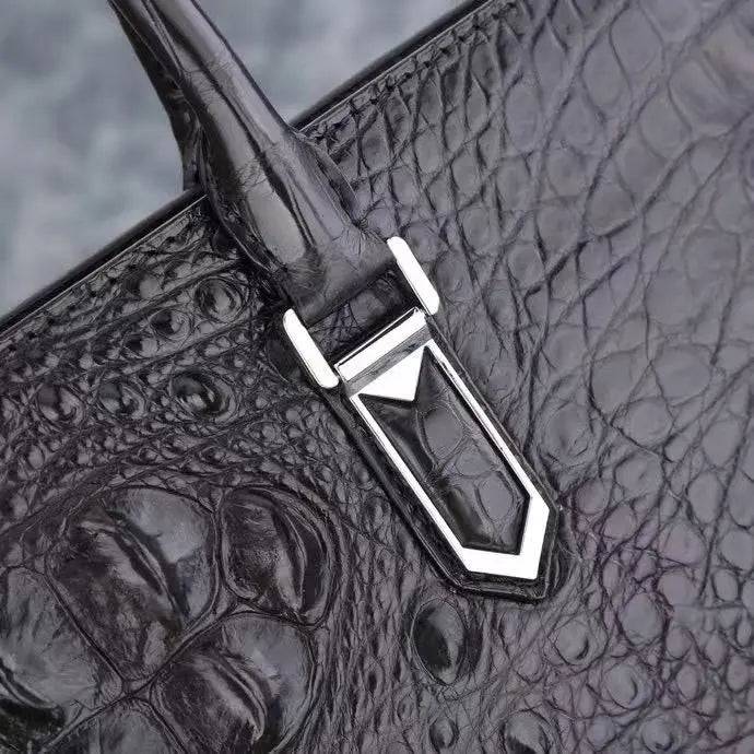 Preorder Crocodile Leather Hand Bag Shell Pack Black