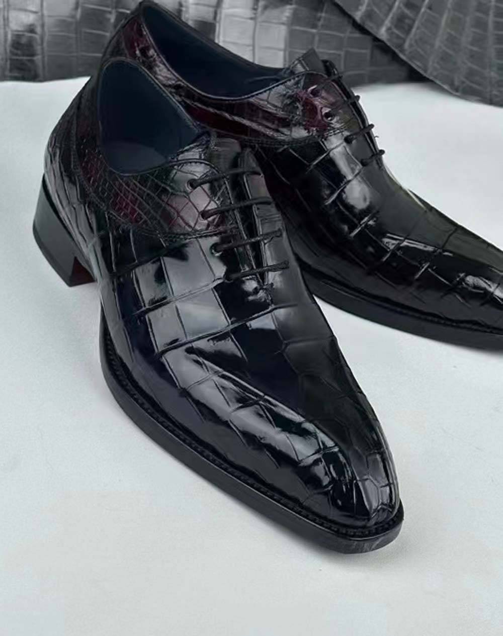 Preorder Crocodile Shoes Crocodile Shoe Mens Vintage Wine Red Business Lace Up Dress Shoes