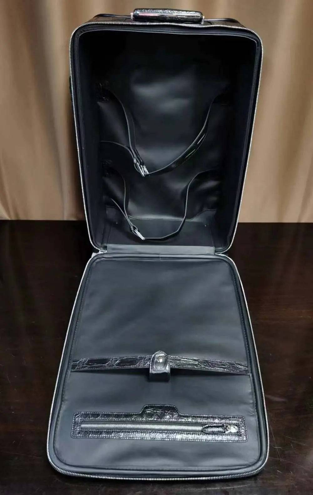 Preorder Crocodile Skin Leather luggage /Roll Aboard Suitcase Weekend/Travel Bag Trolley Case Universal Wheels 20-Inch Black