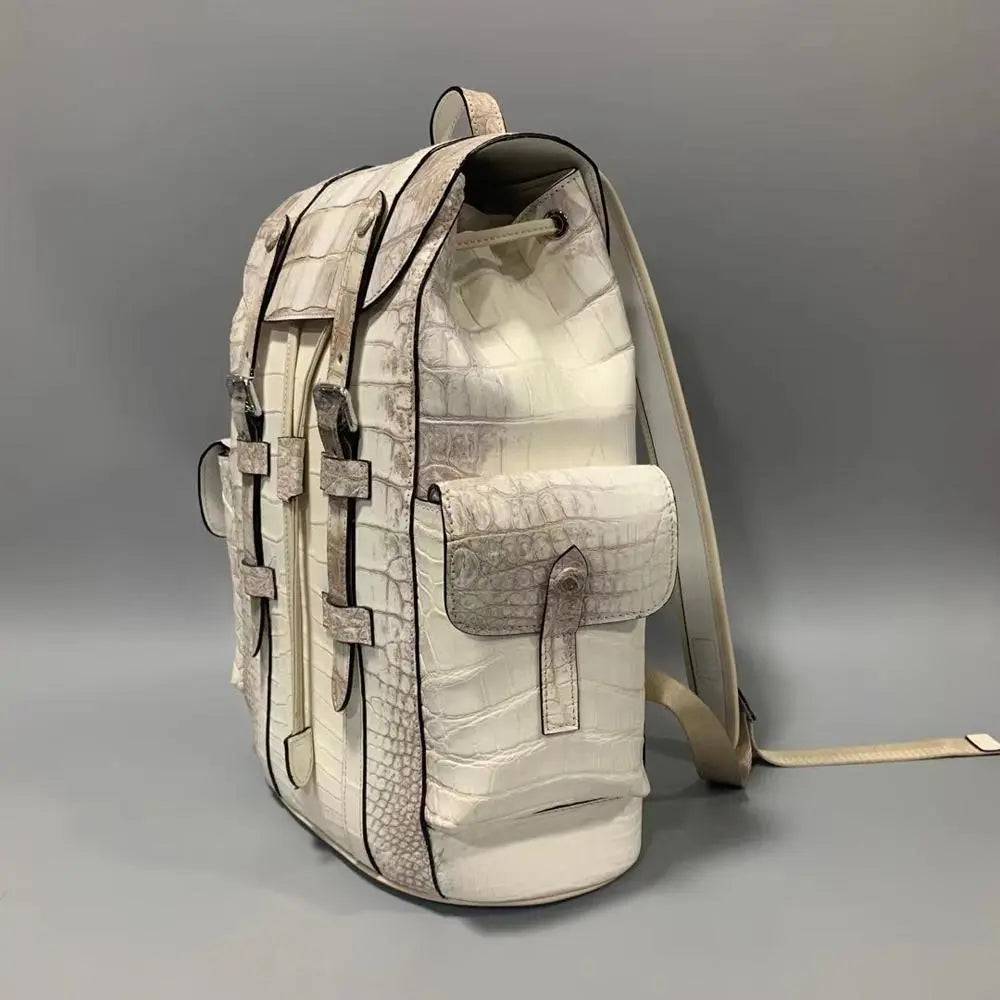 Unisex Himalaya White Crocodile Leather Backpack