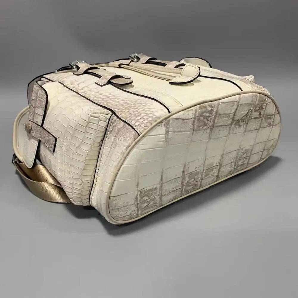 Unisex Himalaya White Crocodile Leather Backpack