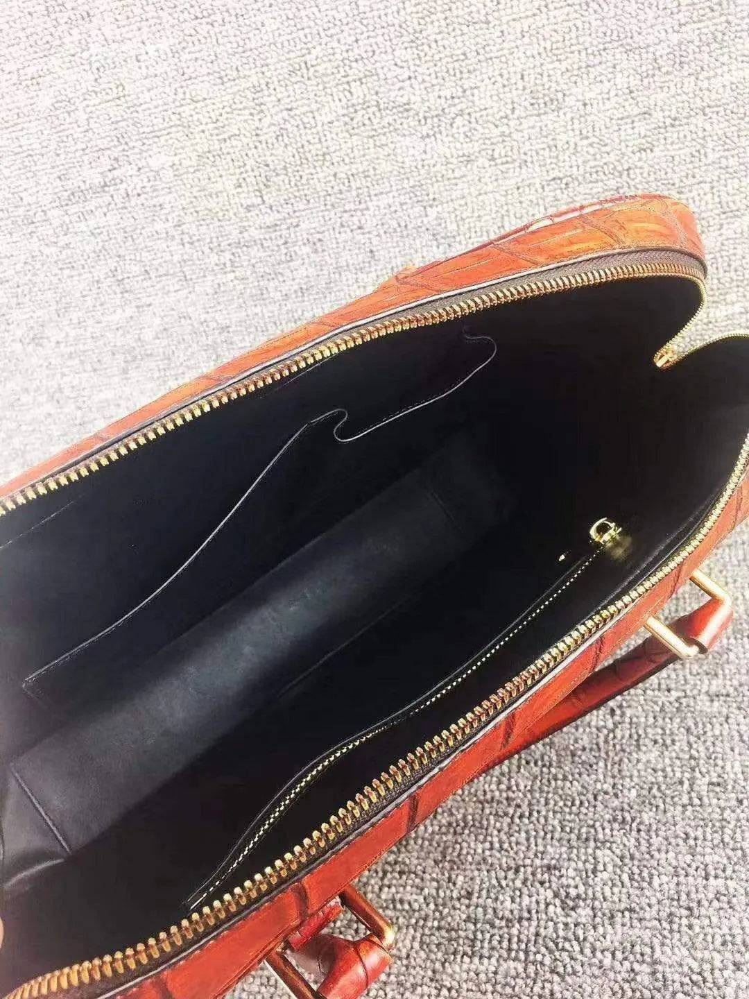 Vintage Crocodile Skin Leather Briefcase,Tan