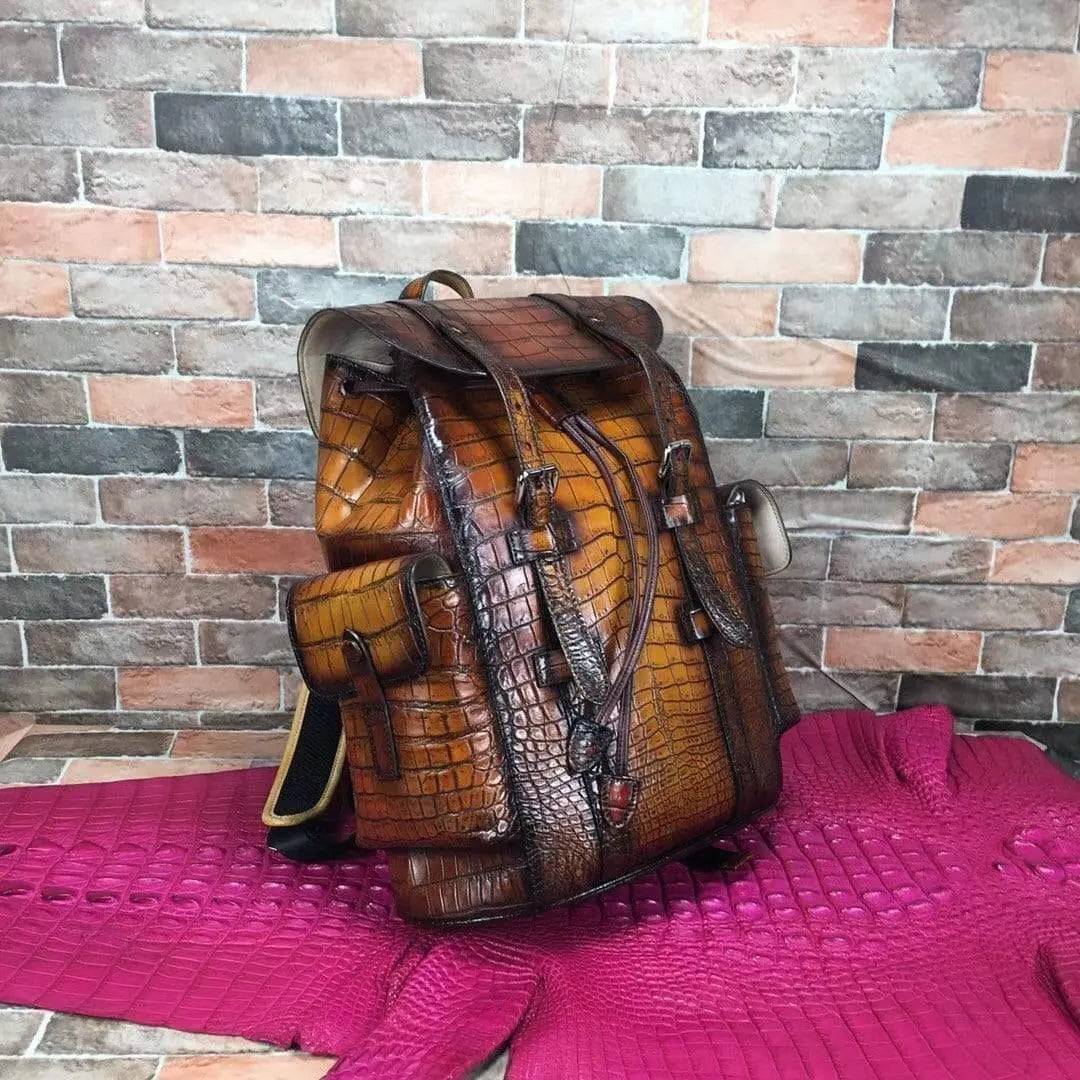 Vintage Genuine Crocodile Leather Backpack