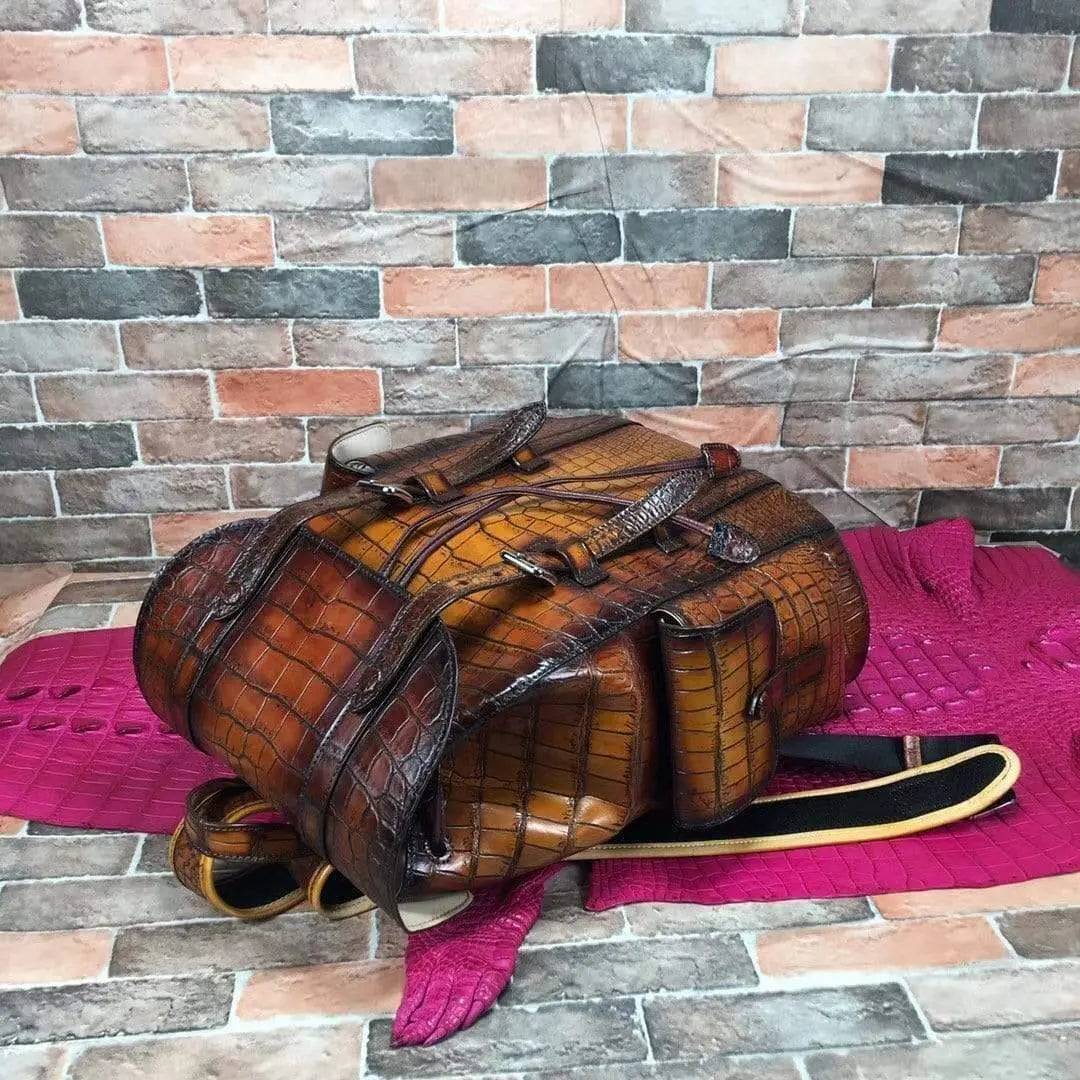 Vintage Genuine Crocodile Leather Backpack