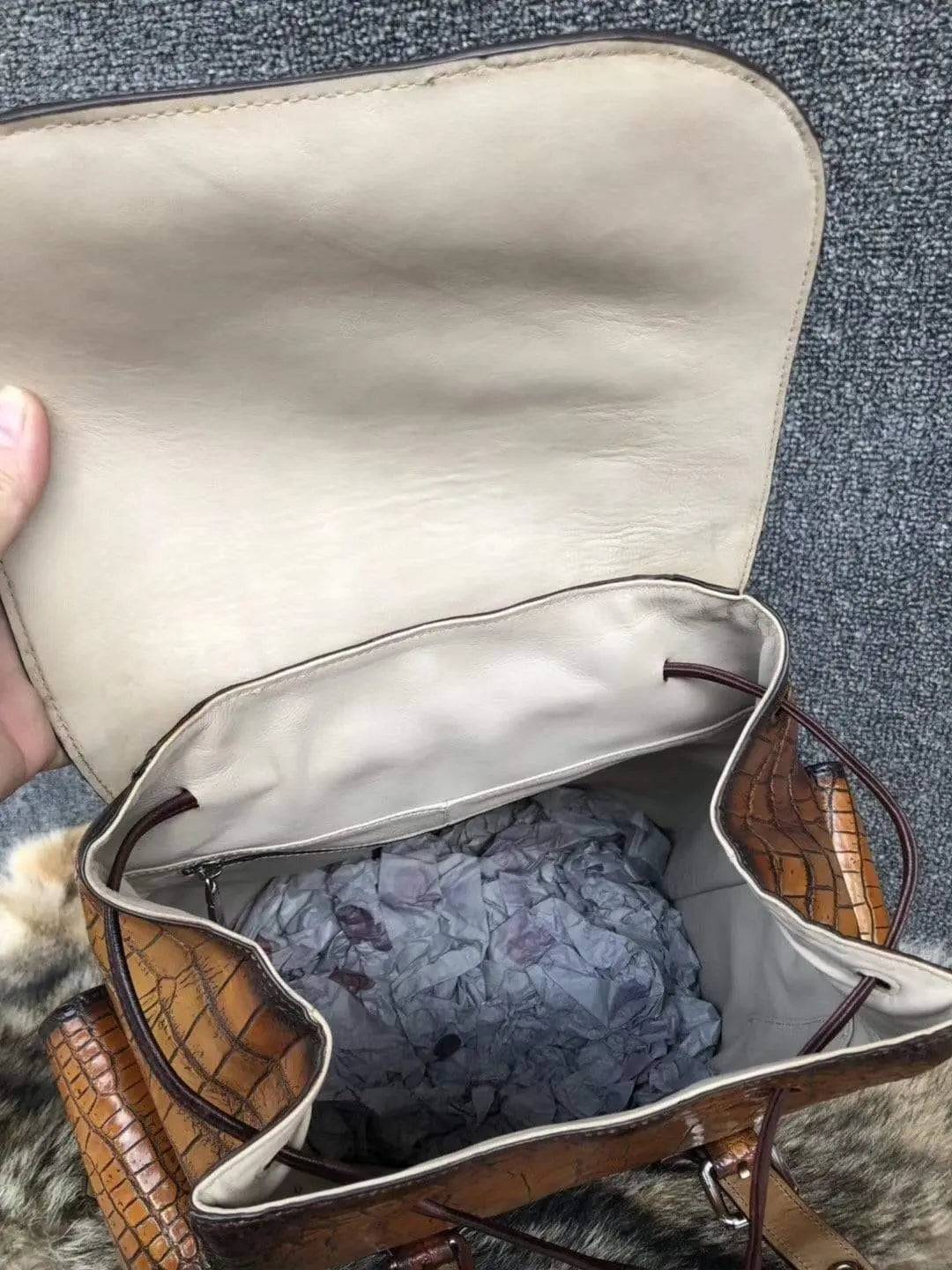 Vintage Genuine Crocodile Leather Backpack