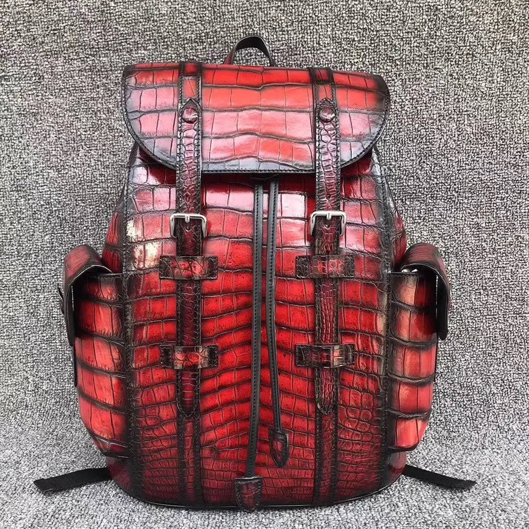 Vintage Genuine Crocodile Leather Backpack