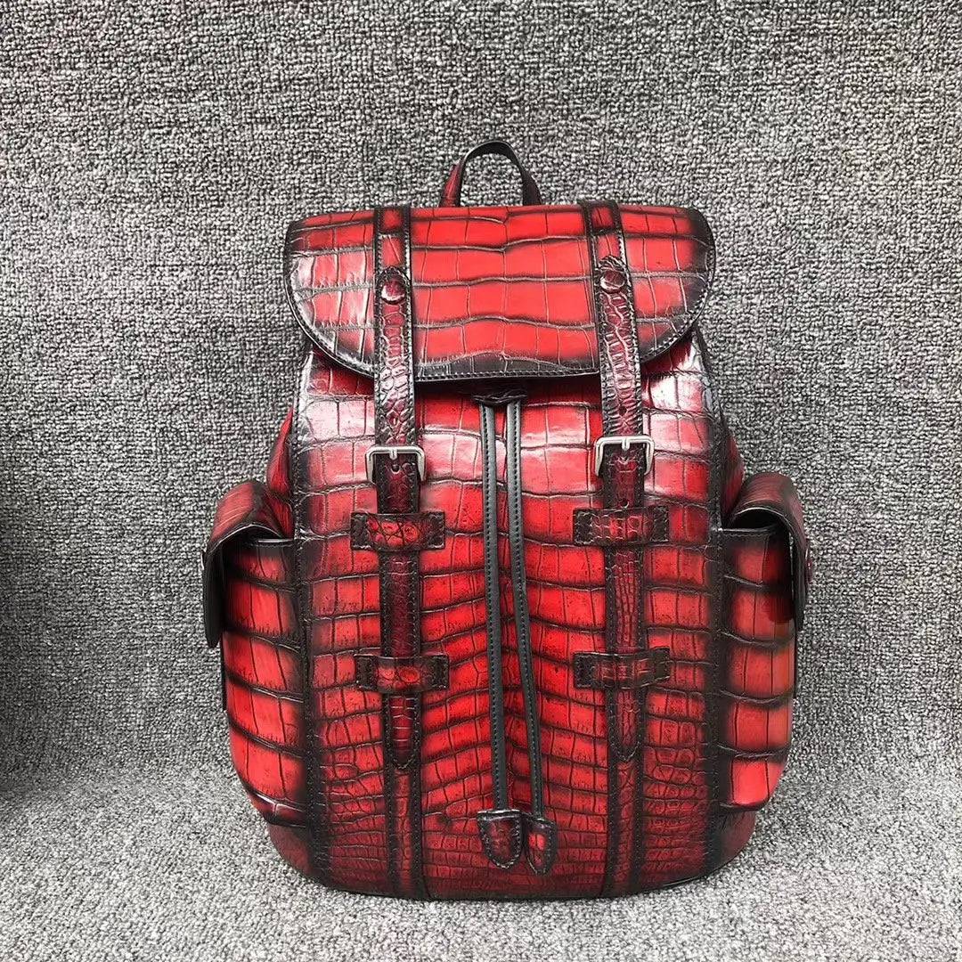 Vintage Genuine Crocodile Leather Backpack