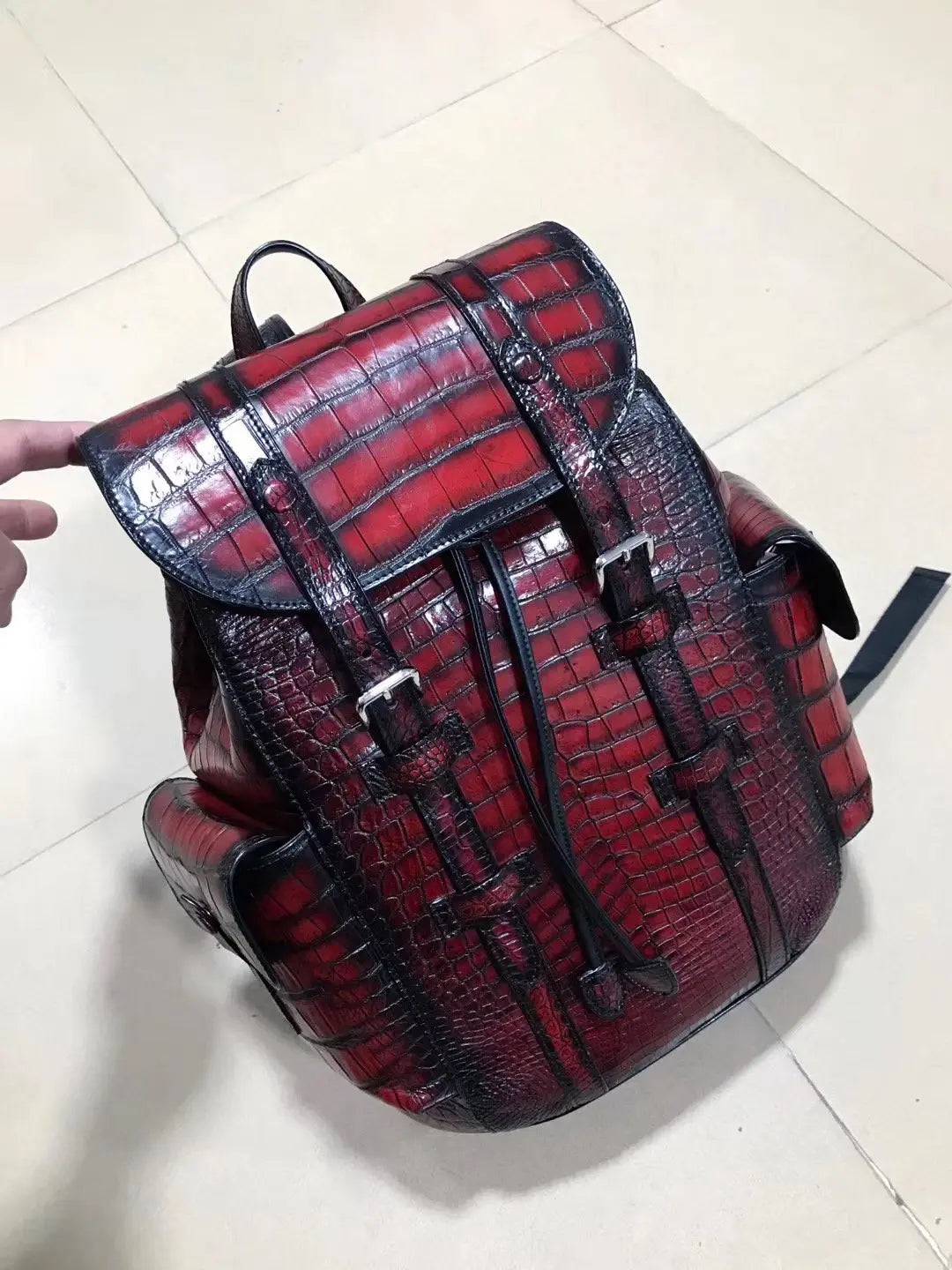Vintage Genuine Crocodile Leather Backpack