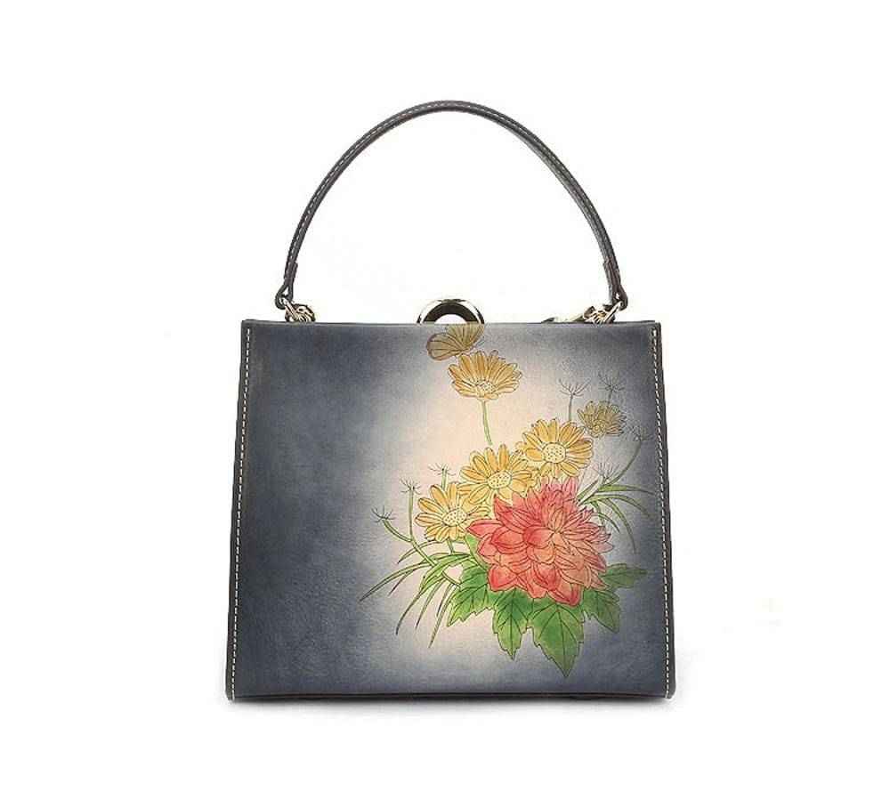 Rossie Viren Women's  Vintage Leather Casual Box Shoulder Bag Small Square Bag