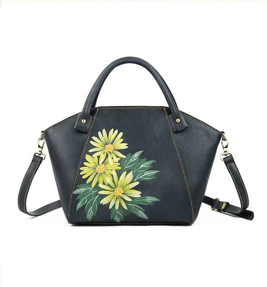 Rossie Viren Women's  Vintage Leather Dumpling Tote Shoulder Cross Body Bag