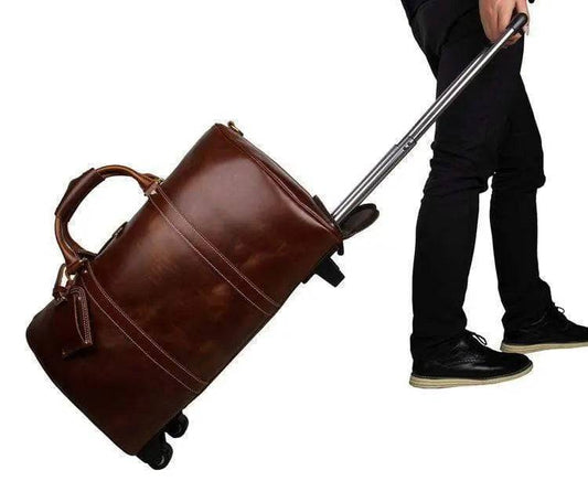 Vintage Tan Leather Carry-On Luggage Bags