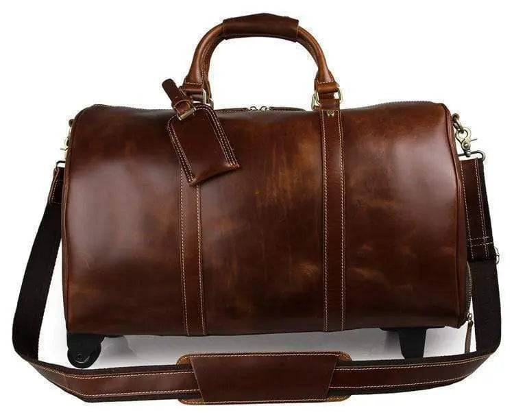 Vintage Tan Leather Carry-On Luggage Bags