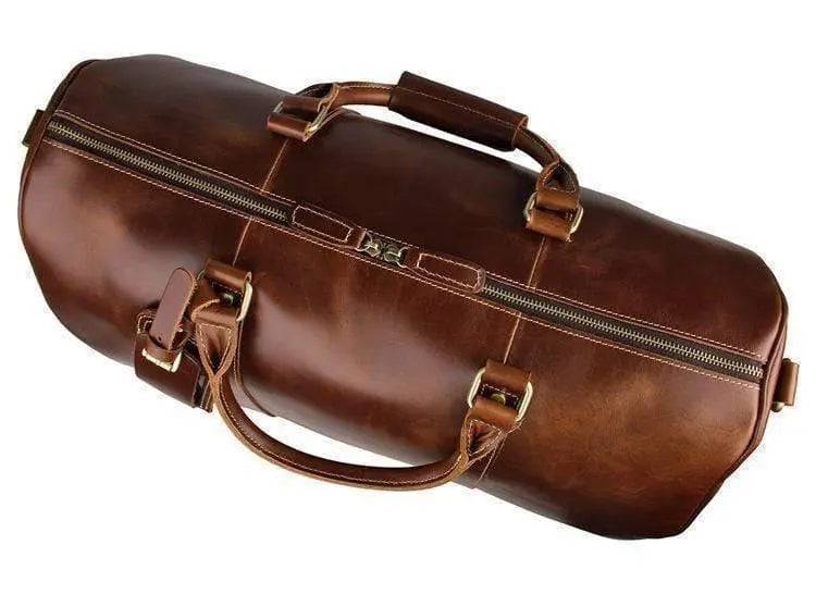 Vintage Tan Leather Carry-On Luggage Bags