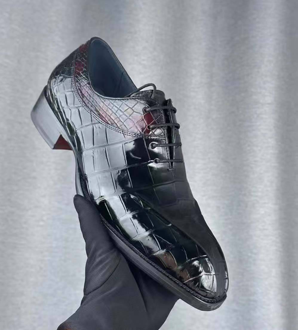 Preorder Crocodile Shoes Crocodile Shoe Mens Vintage Wine Red Business Lace Up Dress Shoes
