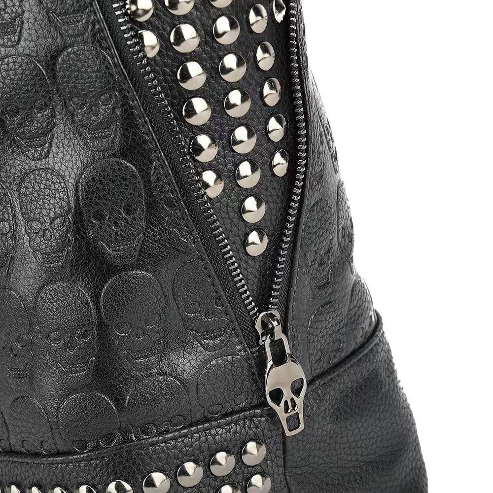 3D Large Shopper Bag, Studded Embossed Skull Large Shopper Bag With Small Pouch & Scarf