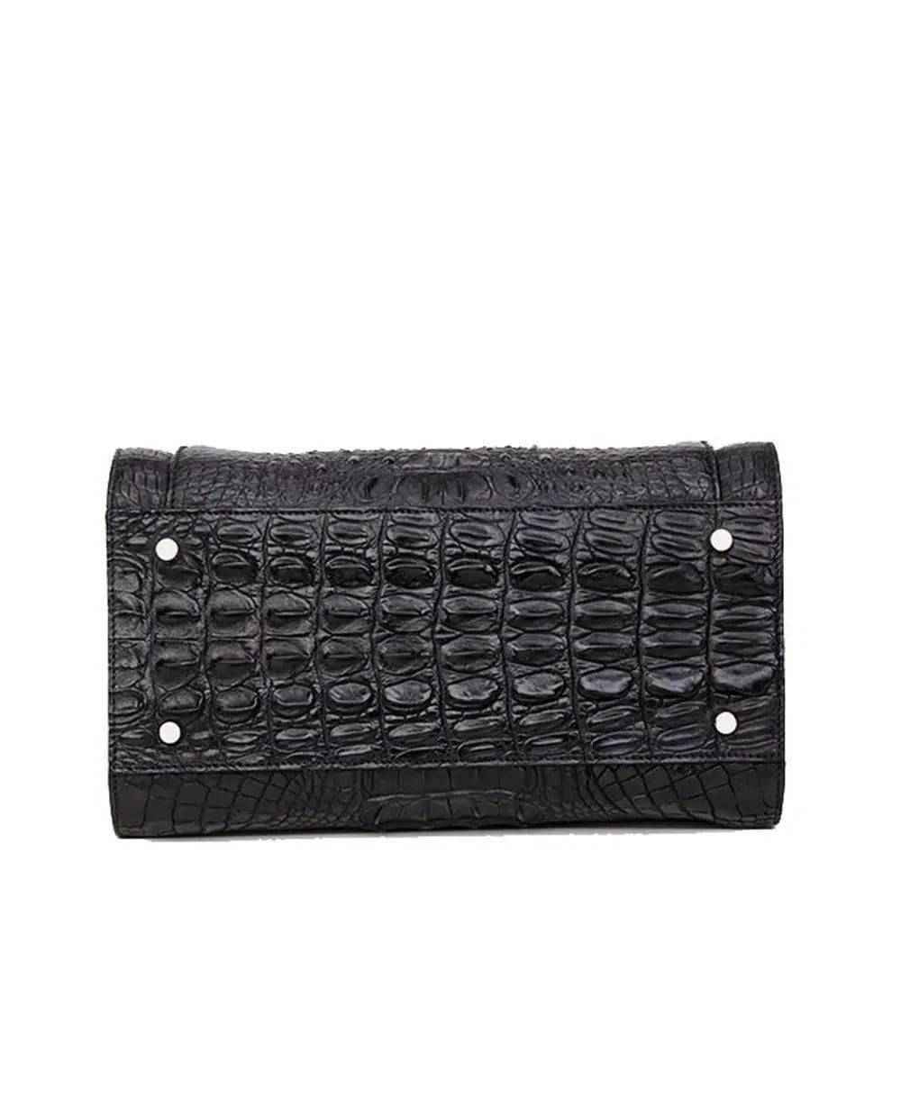 Women's Crocodile Leather Dome Satchel Bag