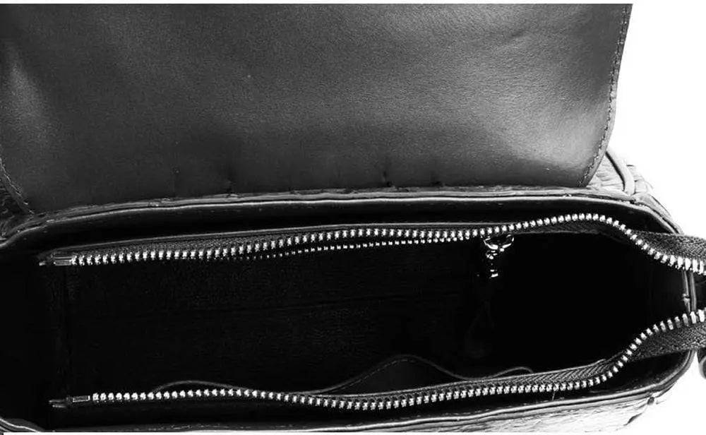 Women's Crocodile Leather Small  Turn Lock Top Handle Cross Body Bag