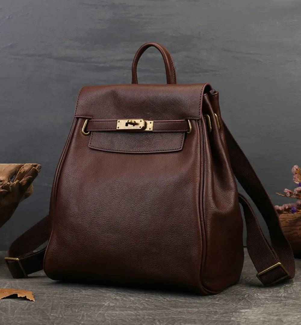 Rossie Viren Women's  Women's Leather Padlock Backpack