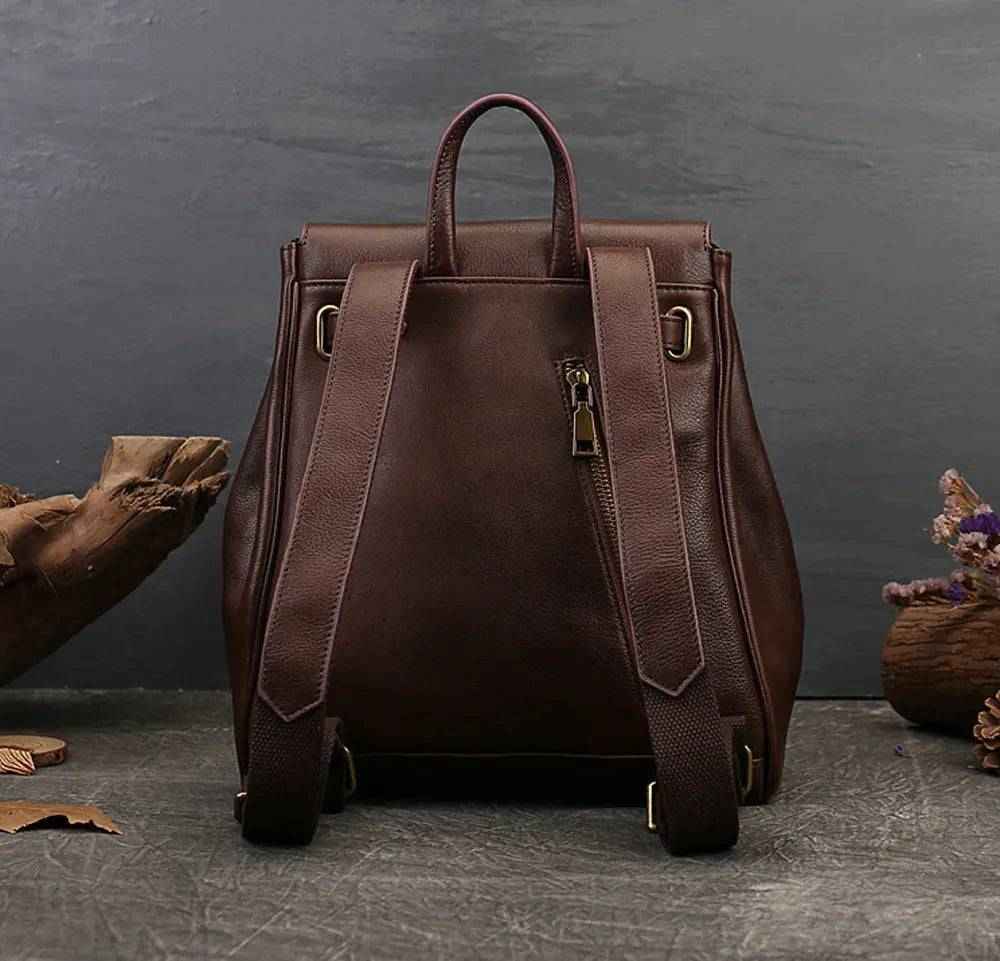 Rossie Viren Women's  Women's Leather Padlock Backpack