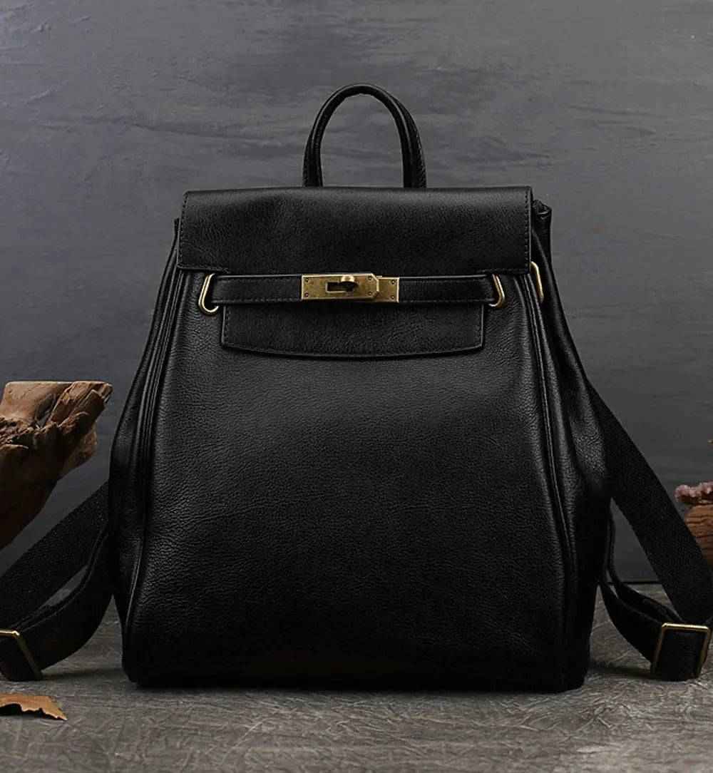 Rossie Viren Women's  Women's Leather Padlock Backpack