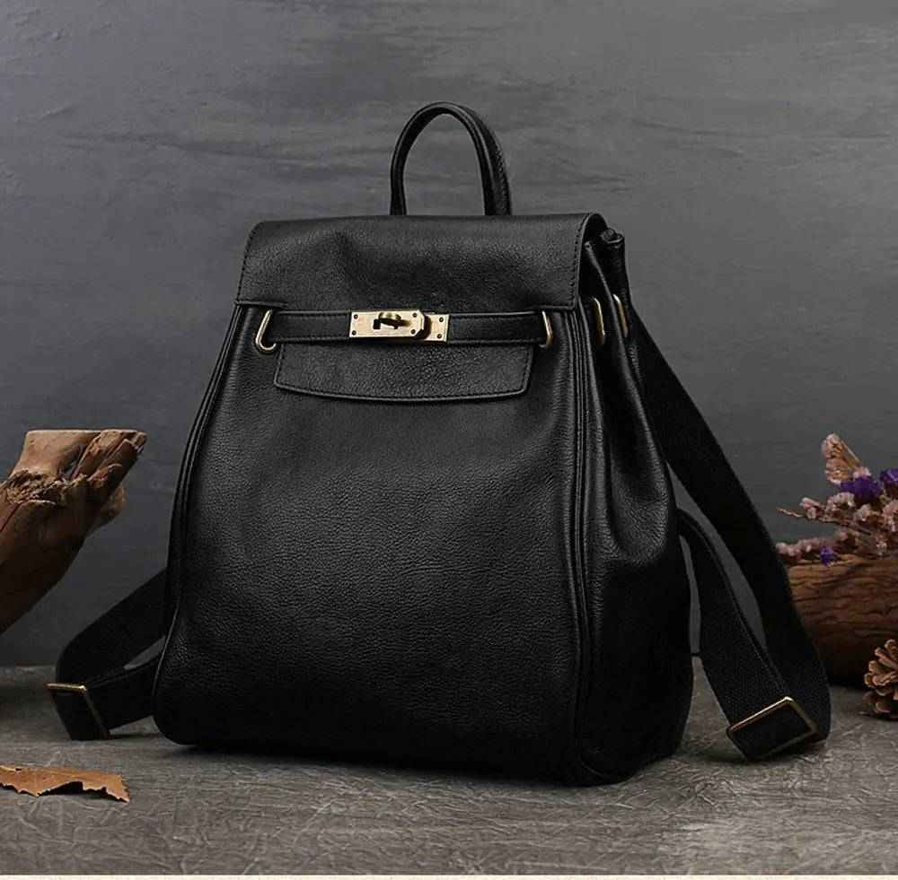 Rossie Viren Women's  Women's Leather Padlock Backpack