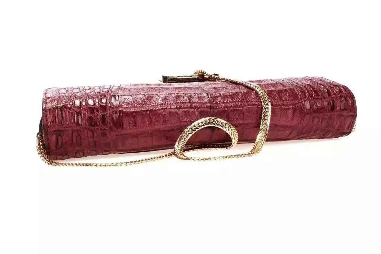 Womens Genuine Crocodile Leather Clutch With Chain Shoulder Strap For Women