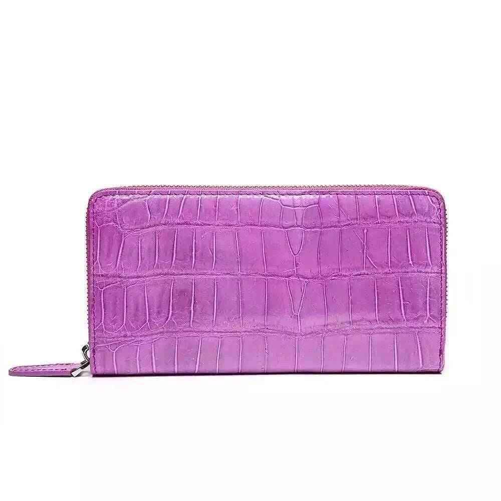 Womens Genuine Crocodile Leather Large Zip Around  Wallet For Women