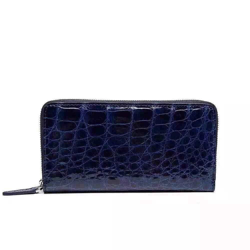 Womens Genuine Crocodile Leather Large Zip Around  Wallet For Women