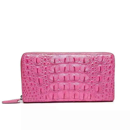Womens Genuine Crocodile Leather Large Zip Around  Wallet For Women