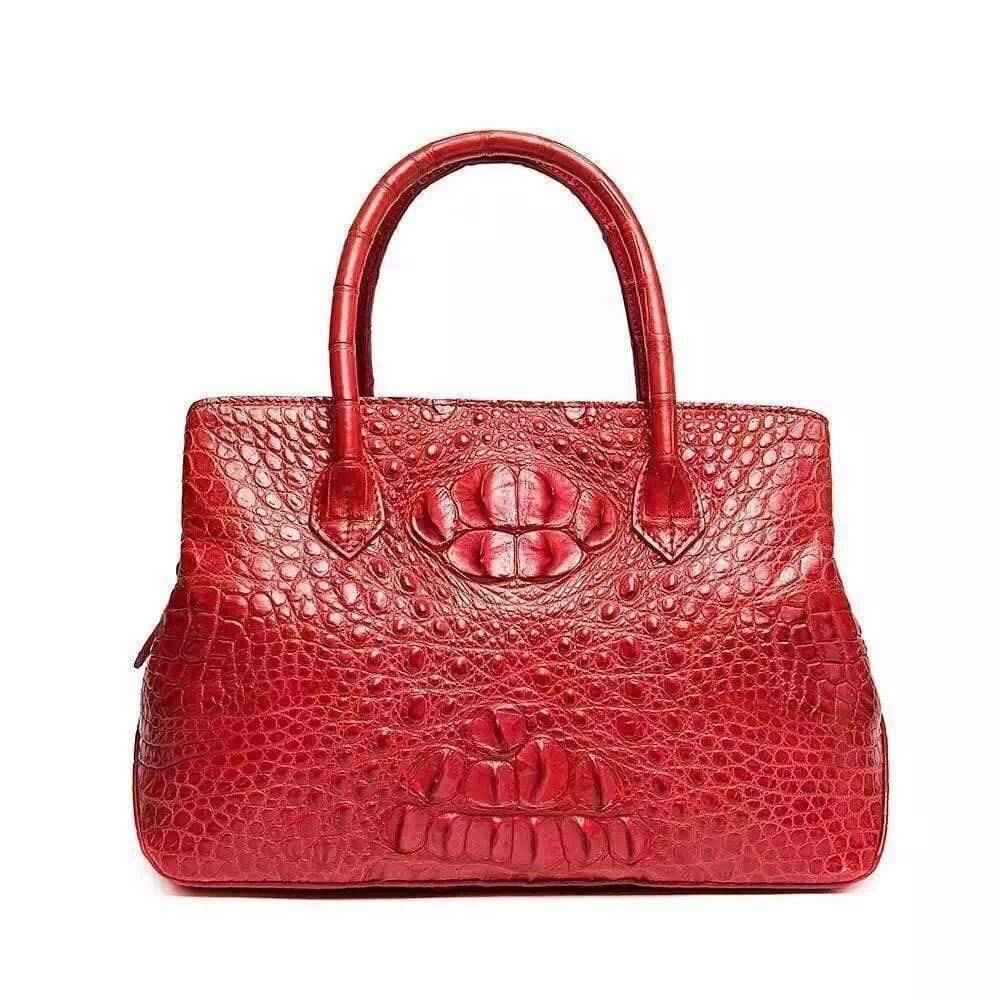 Womens Genuine Crocodile Leather Top Handle Satchel Tote Bag