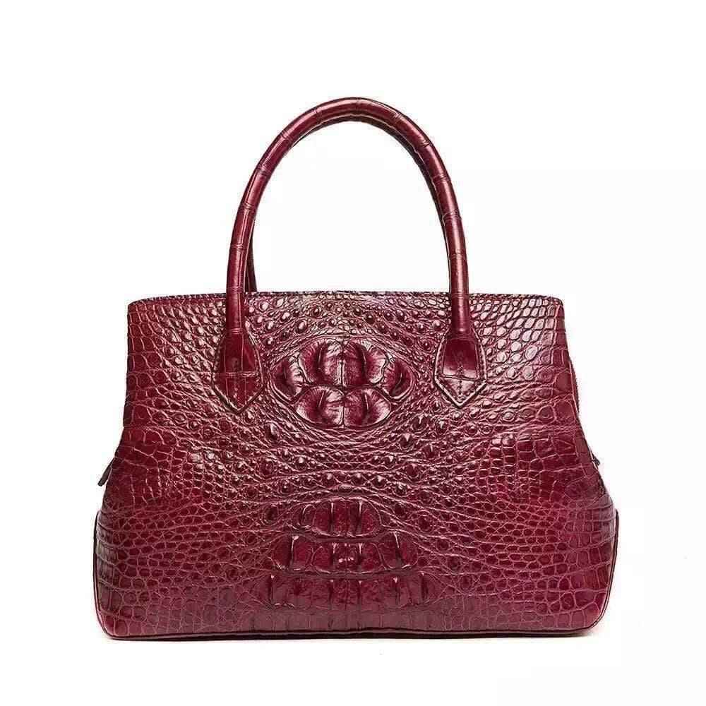 Womens Genuine Crocodile Leather Top Handle Satchel Tote Bag