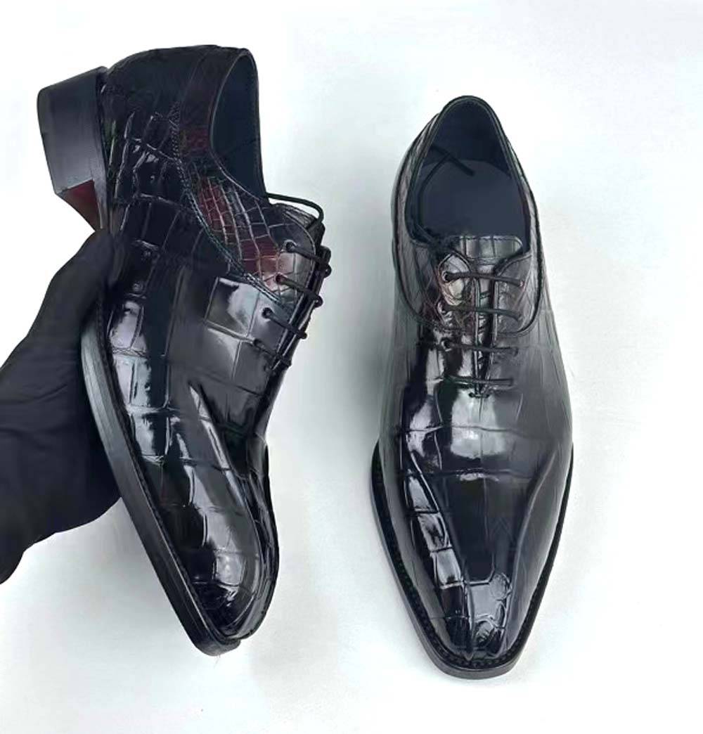 Preorder Crocodile Shoes Crocodile Shoe Mens Vintage Wine Red Business Lace Up Dress Shoes