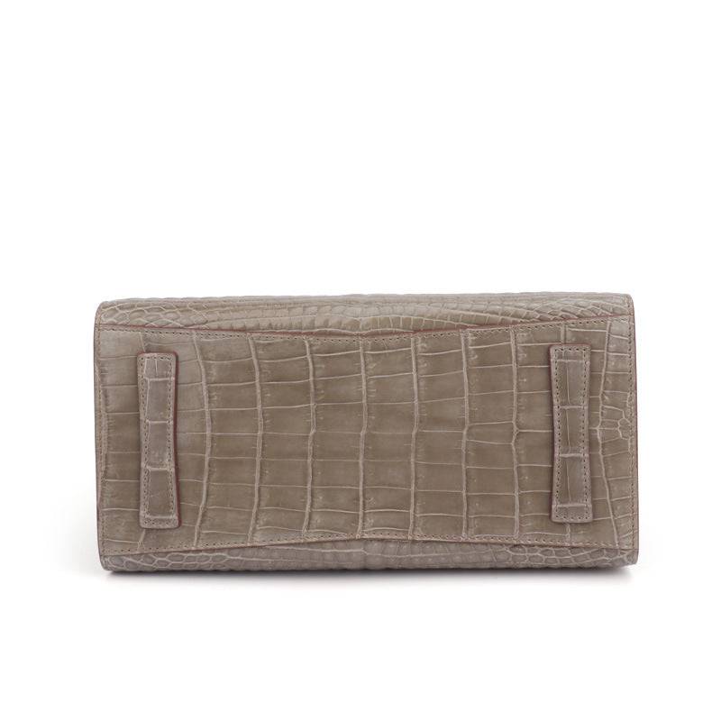 Beaded High Shiny Crocodile Skin Leather Cross Body Top Handle Bags